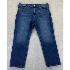 Lucky Brand 410 Athletic Straight Jeans Men 38x30 Blue Mid Rise Dark Wash Denim
